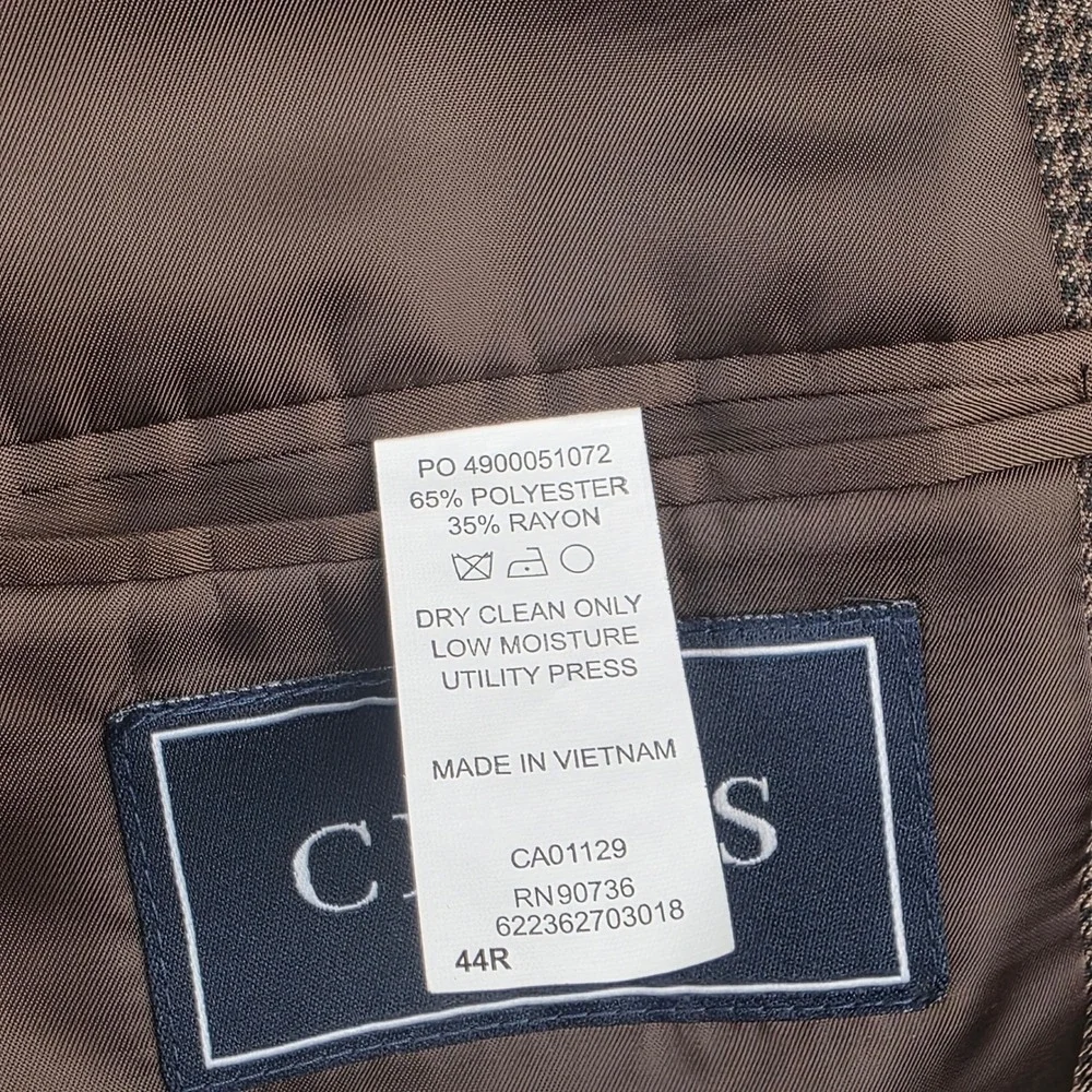 Chaps Sport Coat Men 44R Brown Micro Houndstooth Two Button Blazer Classic Fit